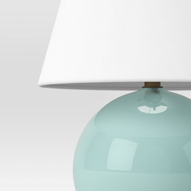 Round Table Lamp With Tapered Shade Blue