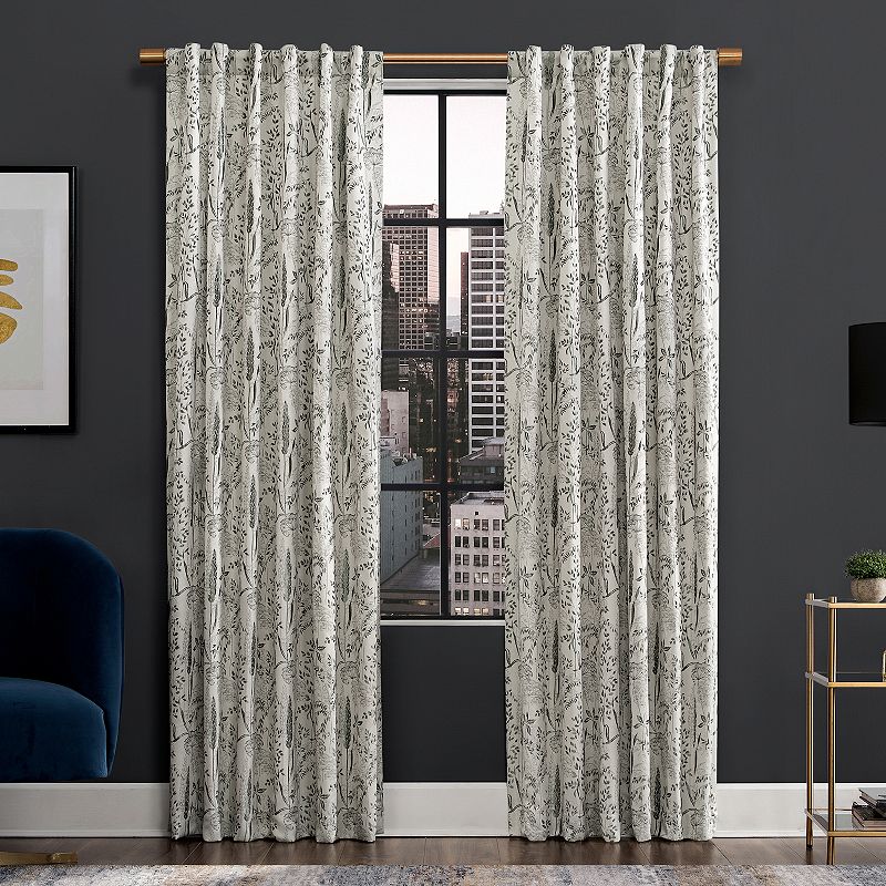 Scott Living Aubry Shimmering Floral 100% Blackout Back Tab 1-panel Window Curtain