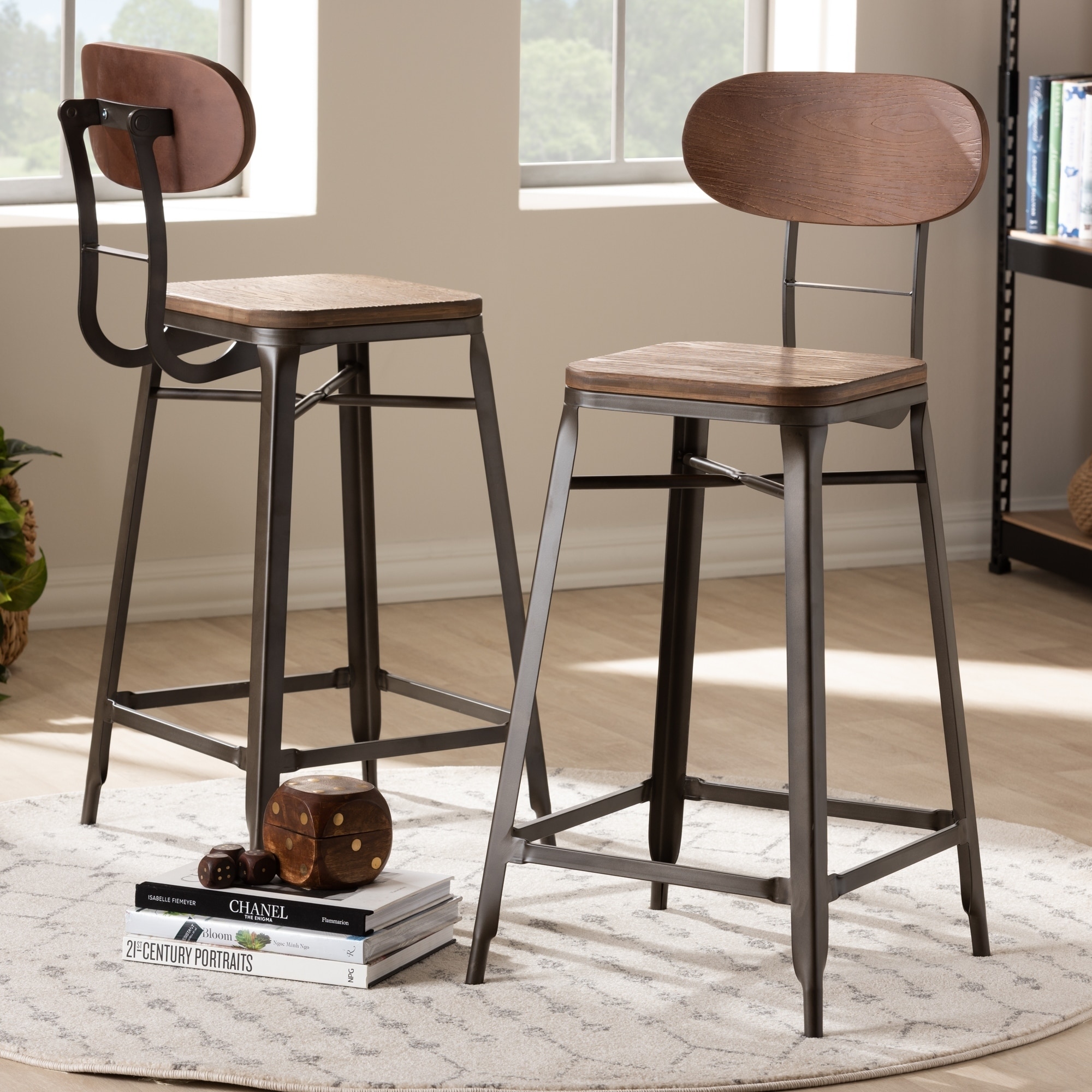 Industrial Stackable Counter Stool 2-Piece Set by Baxton Studio