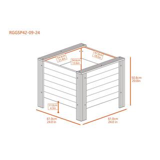 New Age Garden ECOFLEX Composite Outdoor Indoor 24 in. Square Planter Walnut RGGSP42-09-24