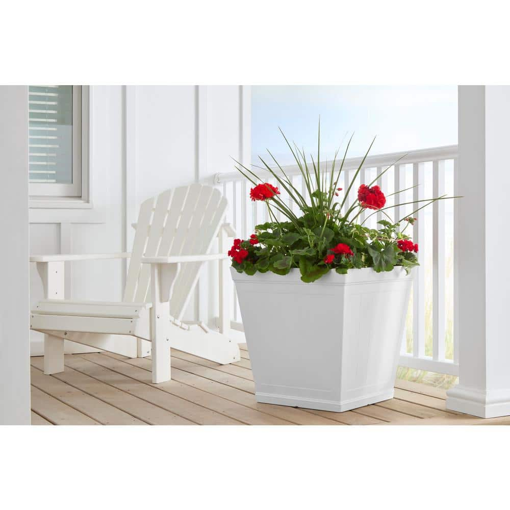 Vigoro 20 in. Eden Large White Resin Square Planter (20 in. L x 20 in. W x 20 in. H) HD1114-089