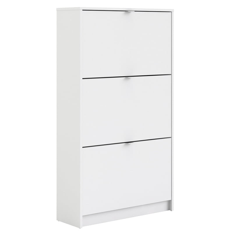 Pemberly Row Modern 3 Drawer Shoe Cabinet， 18-Pair Shoe Rack in White