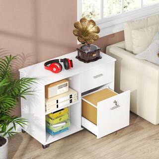 TRIBESIGNS WAY TO ORIGIN Cindy White File Cabinet with 2 Cube and 2-Drawers HD-F1437