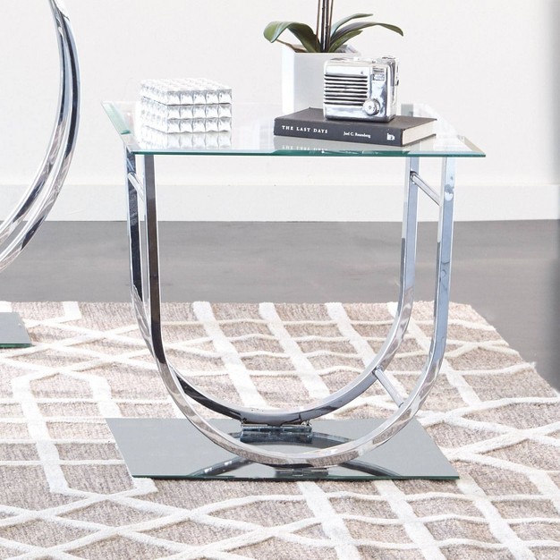 Danville End Table With Glass Top Chrome Coaster