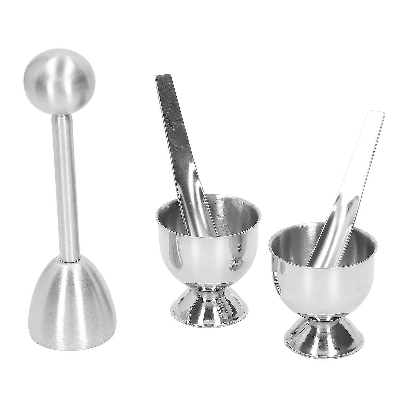 Boiled Egg Tool Set Stainless Steel Egg Cup with Spoon Kitchen Cooking Tool for Household