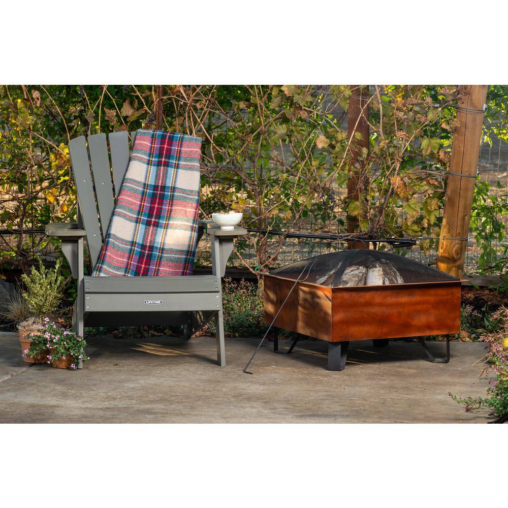 Sterling Oaks Boxite Steel 26 in. Square Wood-Burning Fire Pit in Copper 52119