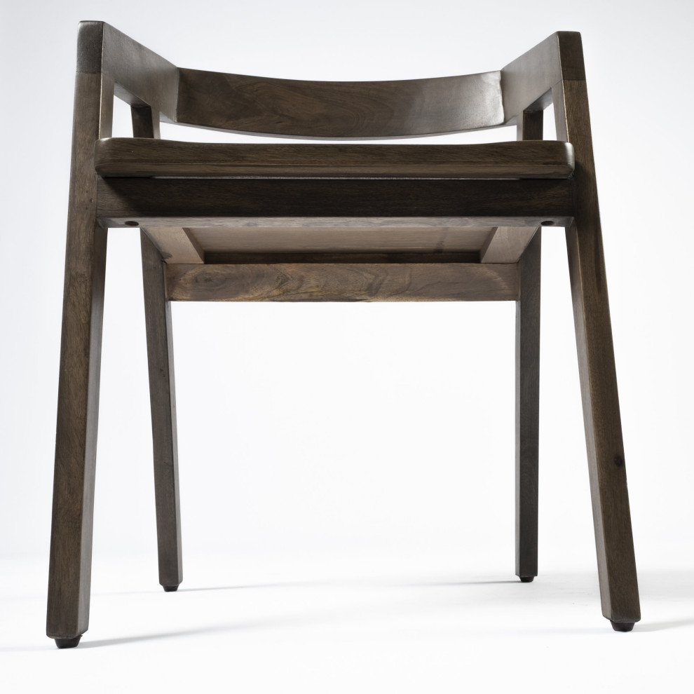 HomeRoots Brown Solid Wood Dining Chair   Midcentury   Dining Chairs   by VirVentures  Houzz