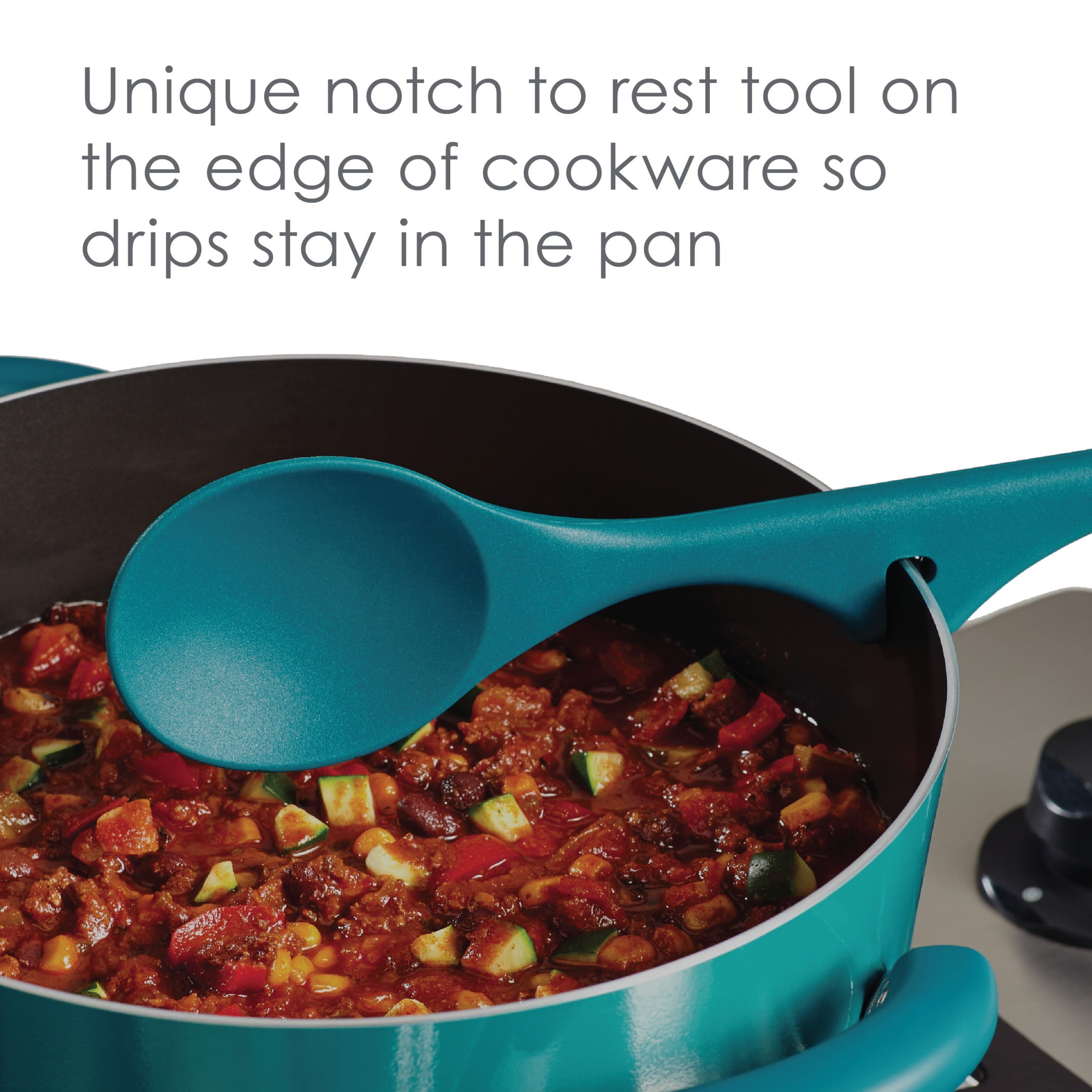 Rachael Ray Lazy Tool Kitchen Utensils Spoon Ladle and Turner Set, 4-Piece, Marine Blue