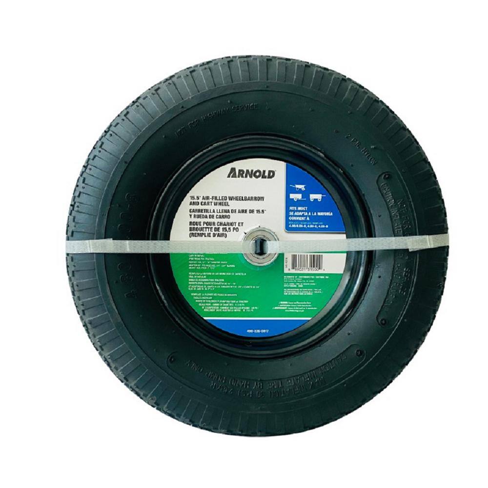 Arnold 15.5 in. Air-Filled Replacement Wheel for Wheelbarrows Carts and Tow Trailers 490-326-0017