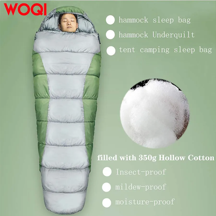 Woqi Goose Down Hammock Sleeping Bag with Compression Bag Camping Insulation Underquilt Lazy bag