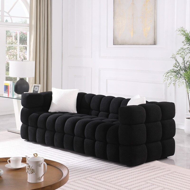 3 Seater Sofa and Loveseats Sets  Luxurious Boucle Marshmallow Styling Couch