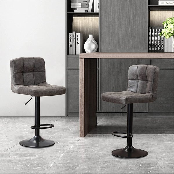 Swivel Counter Stools with Back Height Adjustable (Set of 2)