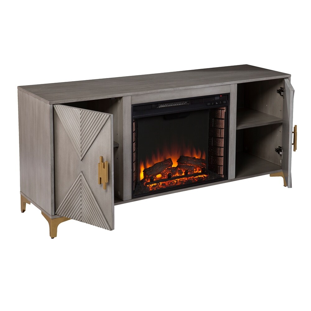 SEI Furniture Lillyvale Contemporary Media TV Stand with Electric Fireplace Insert and Storage