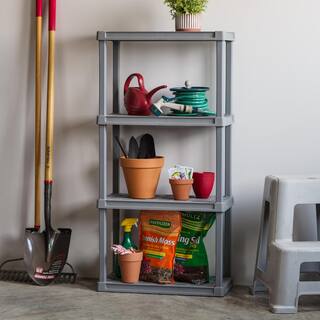 IRIS Plastic Rack Shelf with 4-Medium Shelves Elephant Gray 510021