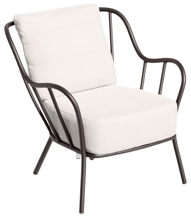 Malti Club Chair  Bliss Linen Cushion  Carbon Powder Coated Aluminum Frame   Midcentury   Outdoor Lounge Chairs   by Oxford Garden  Houzz