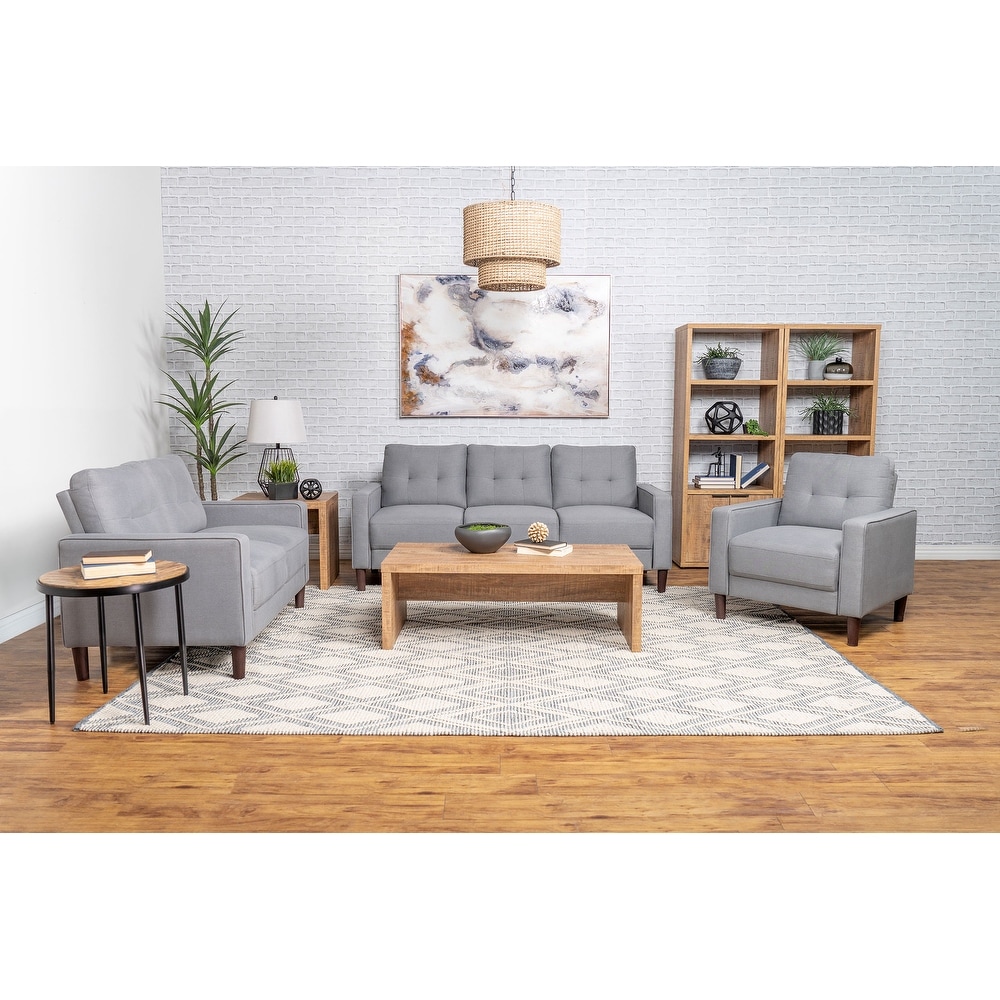 Coaster Furniture Bowen Upholstered Track Arms Tufted Sofa Set Grey And Set Beige