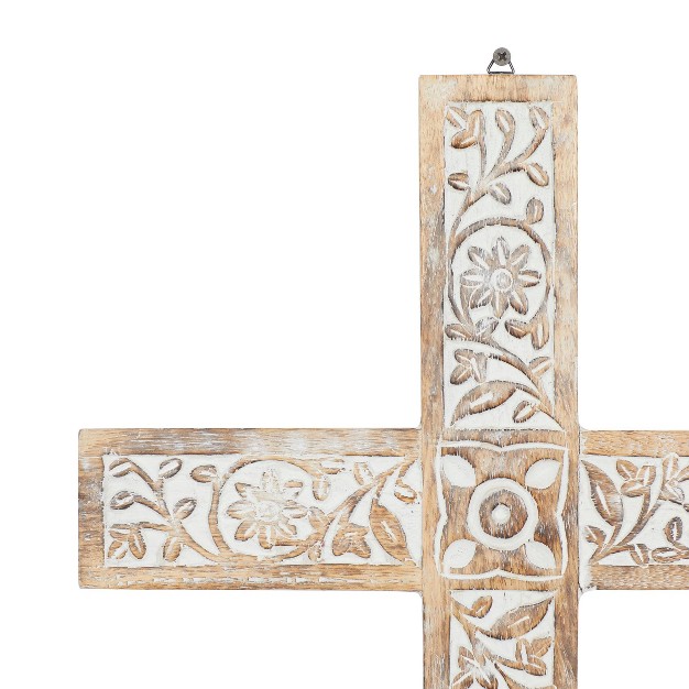 Mango Wood Biblical Carved Cross Wall Decor Brown Olivia amp May