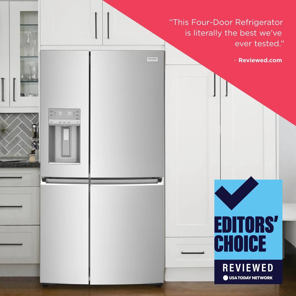 FRIGIDAIRE GALLERY 36 in. Wide 21.5 cu. ft. Counter-Depth 4-Door Refrigerator in Stainless Steel GRQC2255BF