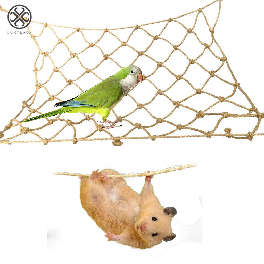 Luxtrada Pet Parrot Perch Bird Climbing Net Jungle Fever Swing Rope Animals Ladder Toys (11.8*7.9inch)