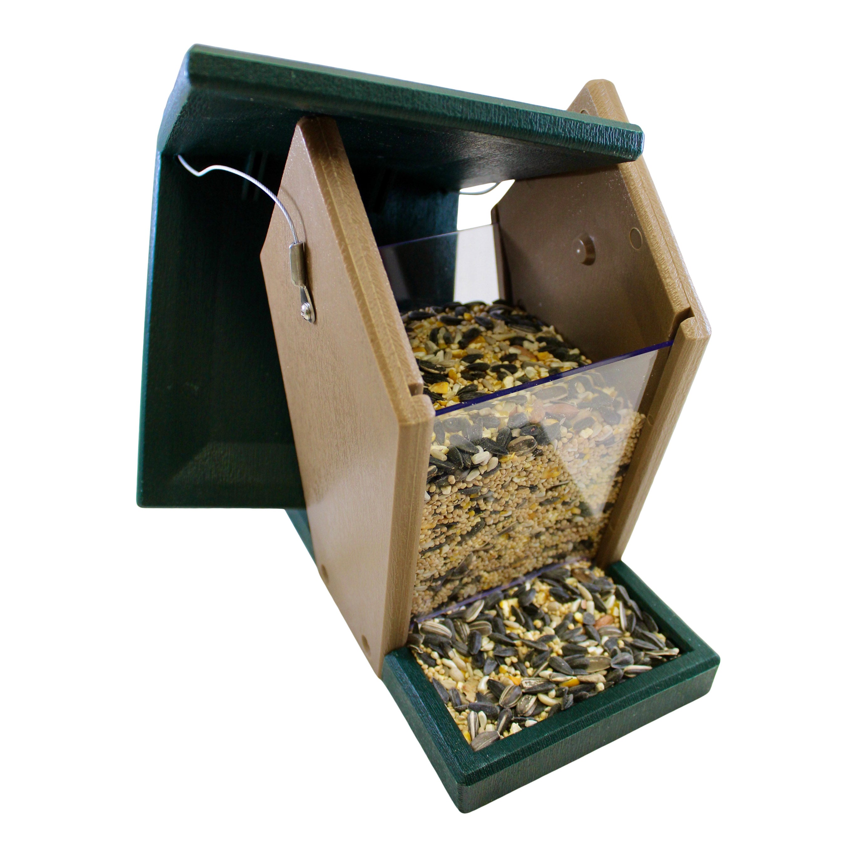 Songbird Essentials Hopper Feeder Recycled Plastic Wild Bird Feeder for Bird Seed， 6 Cup Capacity