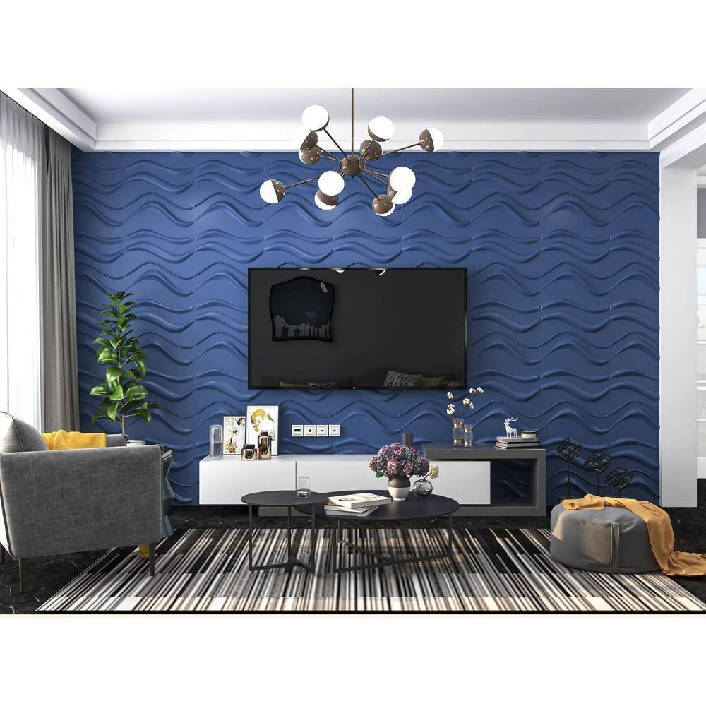 Art3dwallpanels Navy Blue Waver Decorative Wall Panel 3D Wall Tiles 19.7 in. x 19.7 in.( 32 sq. ft.Pack) A10hd003BL