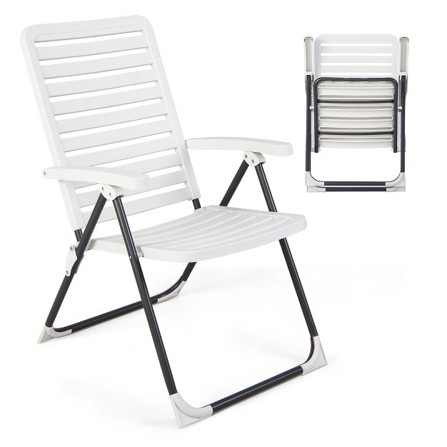 Costway Patio Pp Folding Chair Adjustable Reclining 7 level All weather Portable Outdoor