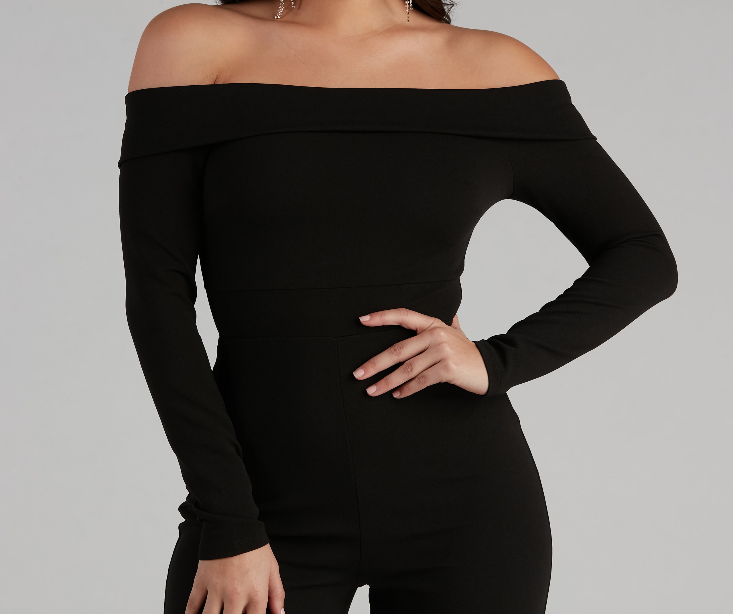 First Class Crepe Off-The-Shoulder Jumpsuit