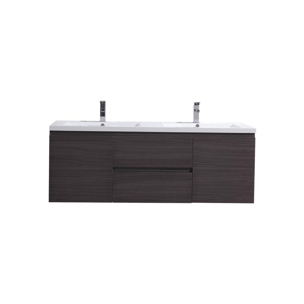 Moreno Bath Bohemia 60 in. W Bath Vanity in Dark Gray Oak with Reinforced Acrylic Vanity Top in White with White Basins MOB60D-WB