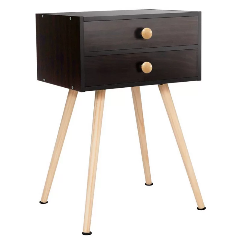 Hivago Mid Century Modern 2 Drawers Nightstand in