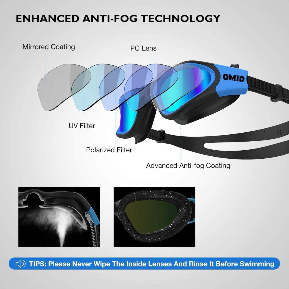 Gowinsee Swim Goggles, Comfortable Polarized Anti-Fog Swimming Goggles for Adult