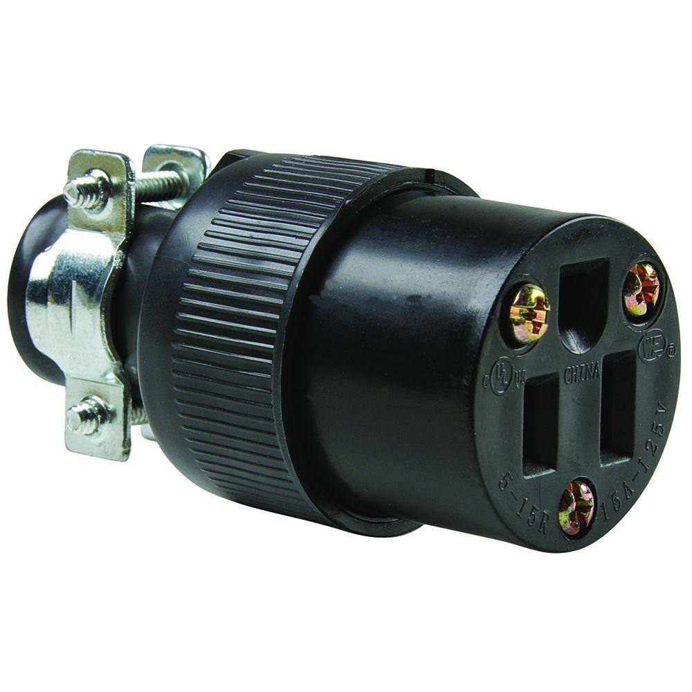 Legrand Pass  Seymour 15 Amp 125-Volt NEMA 5-15R Rubber Connector with Vinyl Cord Clamp 114GMCCC16