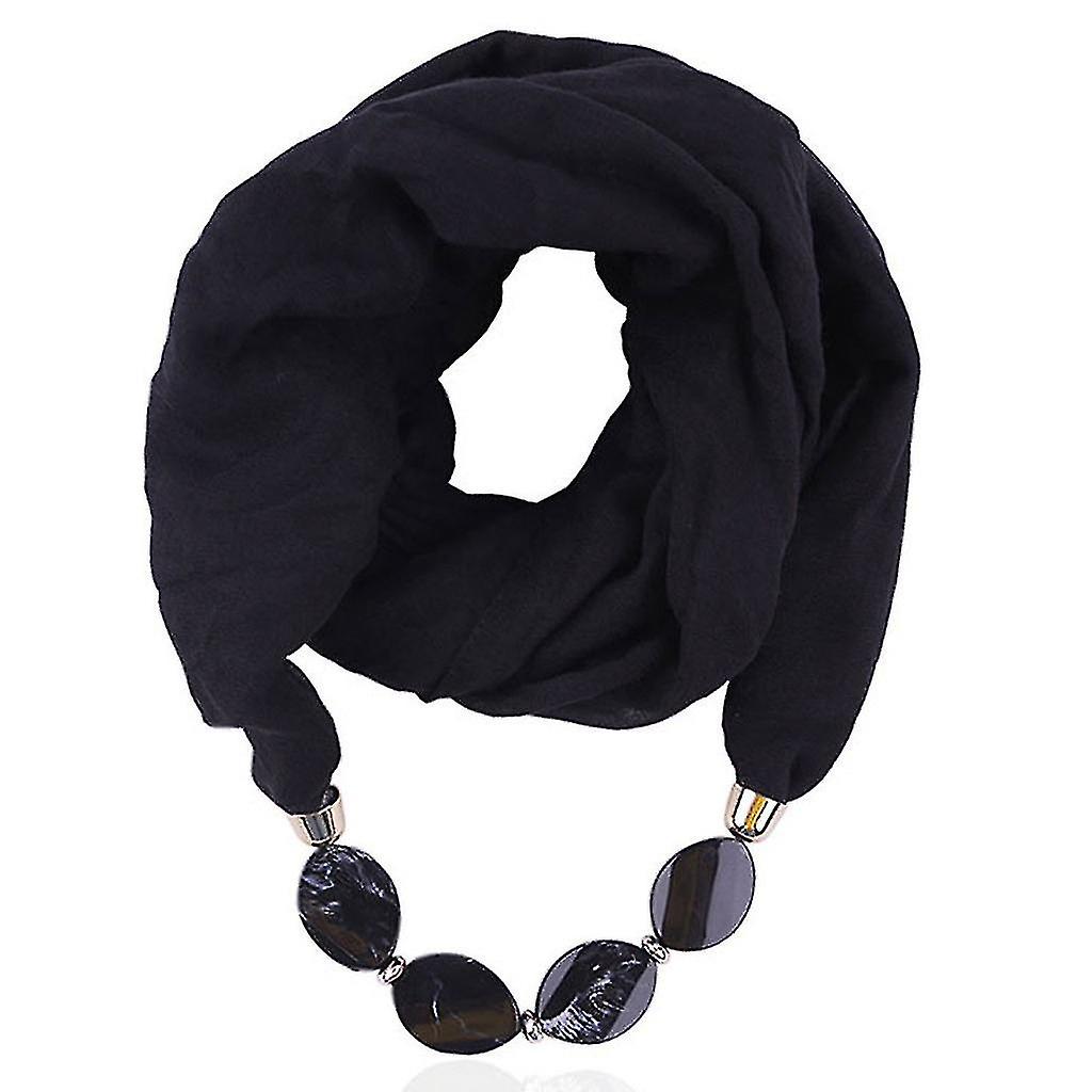 Women Cotton Linen Necklace Pendant Scarf Ethnic Style Soft Necklace Scarf