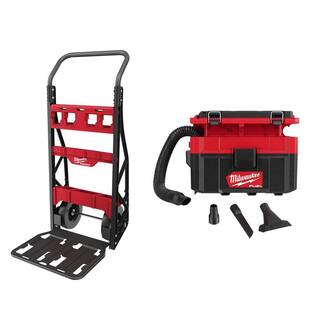 MW PACKOUT 20 in. 2-Wheel Utility Cart  M18 FUEL PACKOUT 18-Volt Lithium-Ion Cordless 2.5 Gal. WetDry Vacuum (Tool-Only) 48-22-8415-0970-20