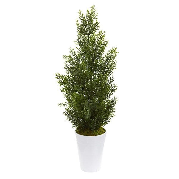 27 Mini Cedar Artificial Pine Tree in Decorative Planter