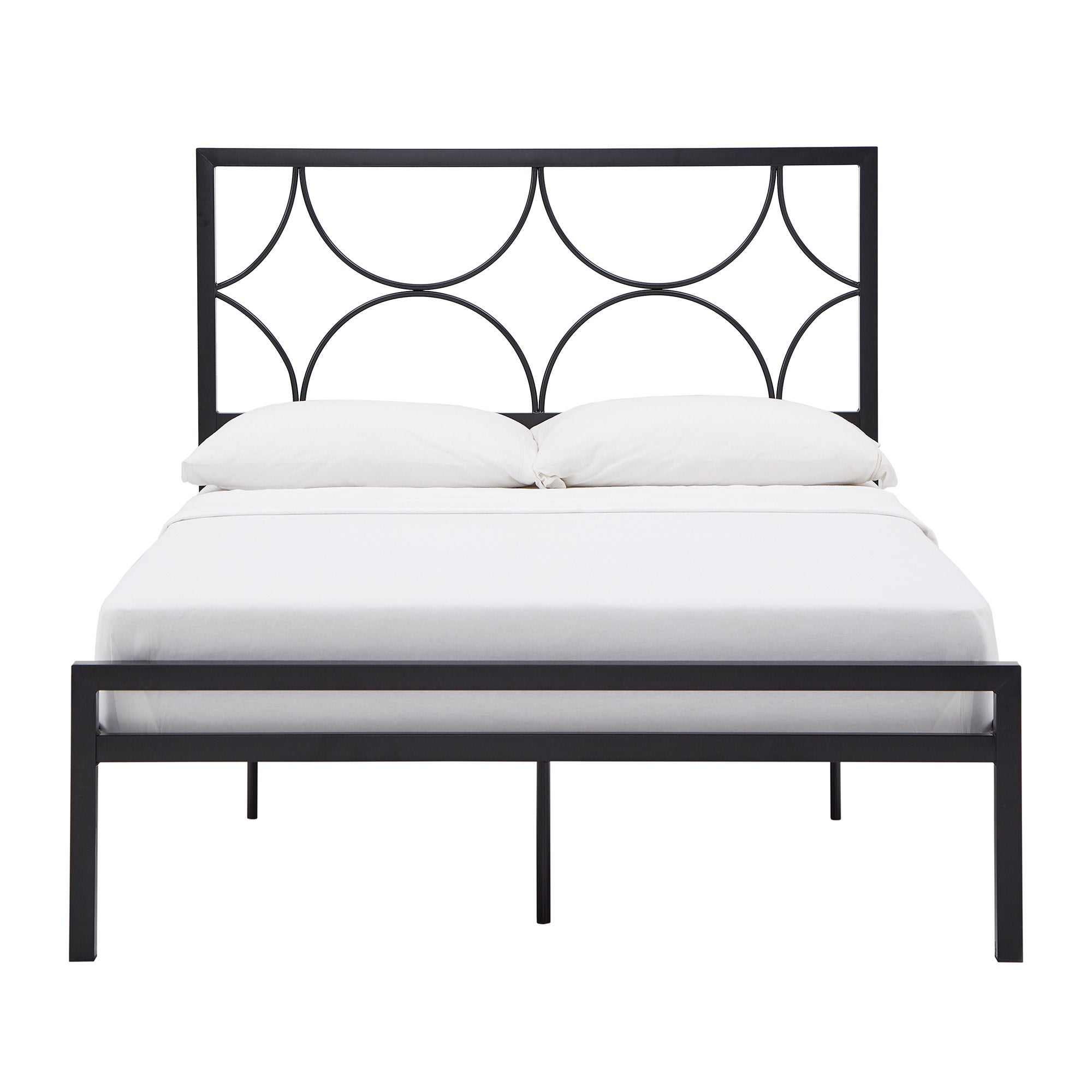 Weston Home Draco Metal Full Platform Bed with Star Headboard, Black