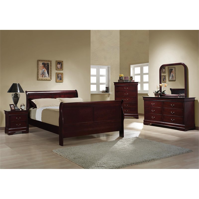 Bowery Hill 6 Drawer Double Dresser in Red Brown