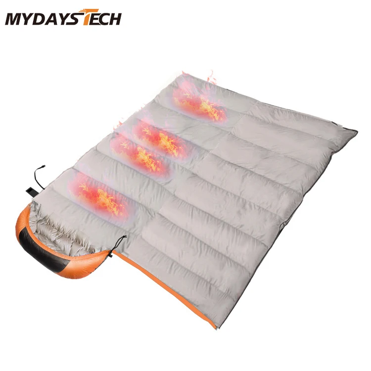 Mydays Tech 1.8kg Down Cotton Waterproof 3 Heating Levels Heated Sleeping Bag  for Camping Hiking Backpacking Cold Weather