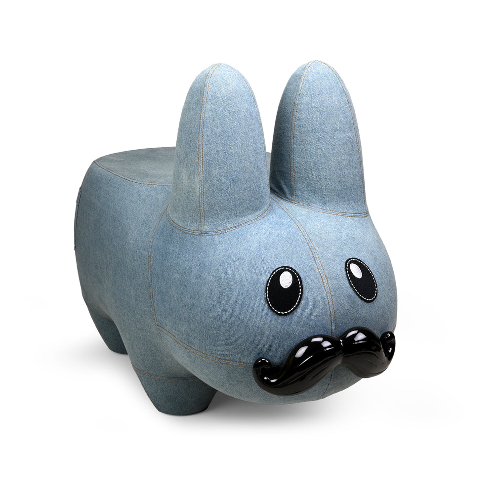 Art Giant Denim Happy Stache' Labbit Stool by Frank Kozik