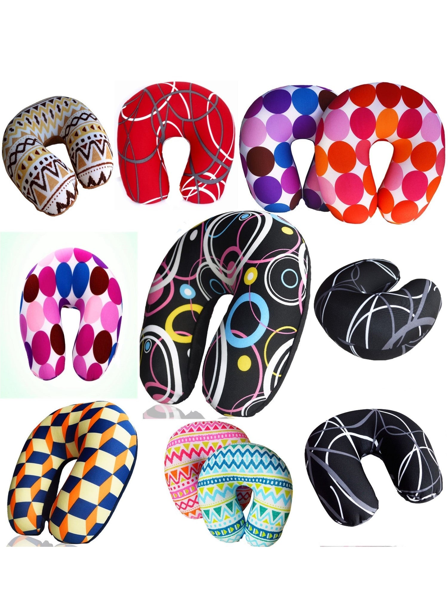 Bookisbunny 2 Pack Ultralight Micro Beads U Shaped Travel Neck Pillow Head Airplane Flower Print Sleep Support Cushion