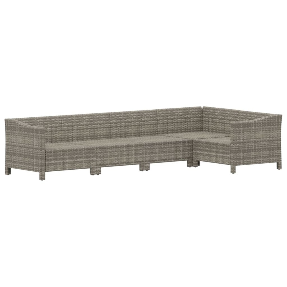 vidaXL 4 Piece Patio Lounge Set with Cushions Gray Poly Rattan