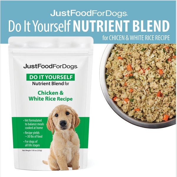 JustFoodForDogs DoItYourself Chicken and White Rice Recipe Fresh Dog Food Recipe and Nutrient Blend