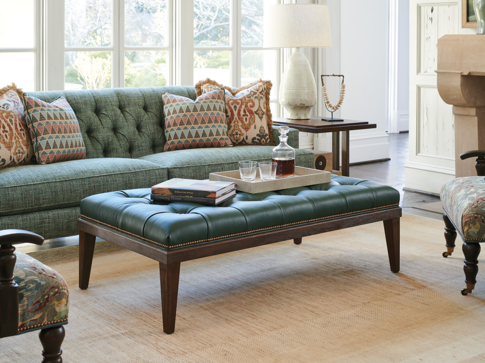 Davis Leather Ottoman   Transitional   Footstools And Ottomans   by Lexington Home Brands  Houzz