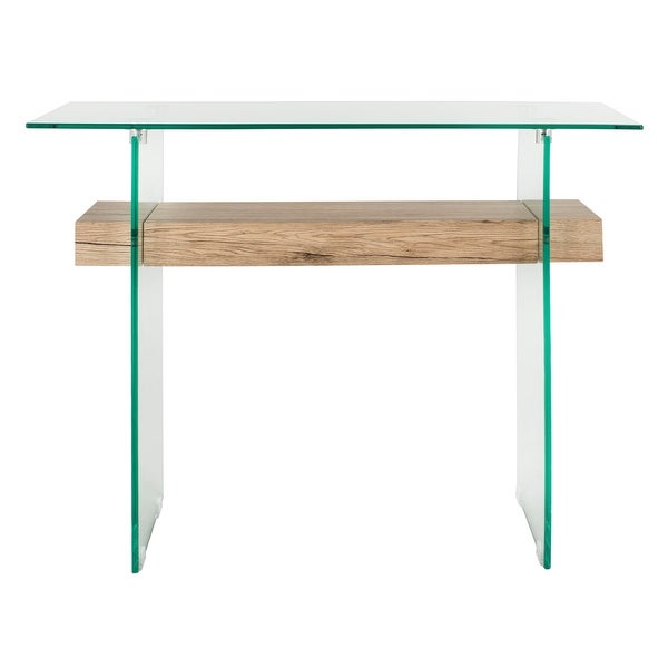 SAFAVIEH Kayley Modern Rectangular Natural/ Glass Console Table - 39.4