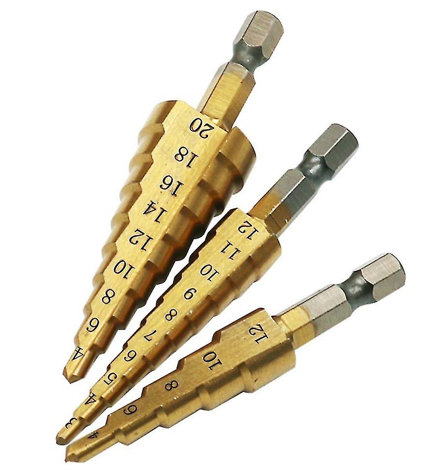 3pcs Metric Hexagonal Pagoda Drill， Metal Drilling Tool With Cloth Bag