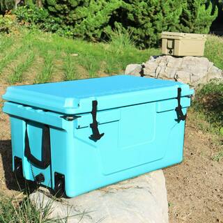 Afoxsos 18 .5 in. W x 29.5 in. L x 15.5 in. H Blue Portable Ice Box Cooler 65QT Outdoor Camping Beer Box Fishing Cooler HDSA05OT031