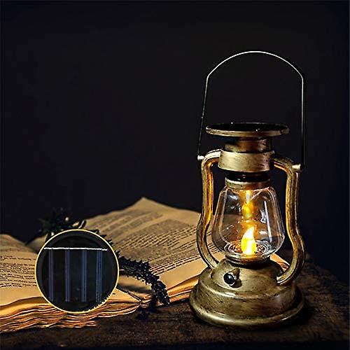 Solar Candle Light Oil Lamp Flickering Flameless Solar Yard Lighting-Gold