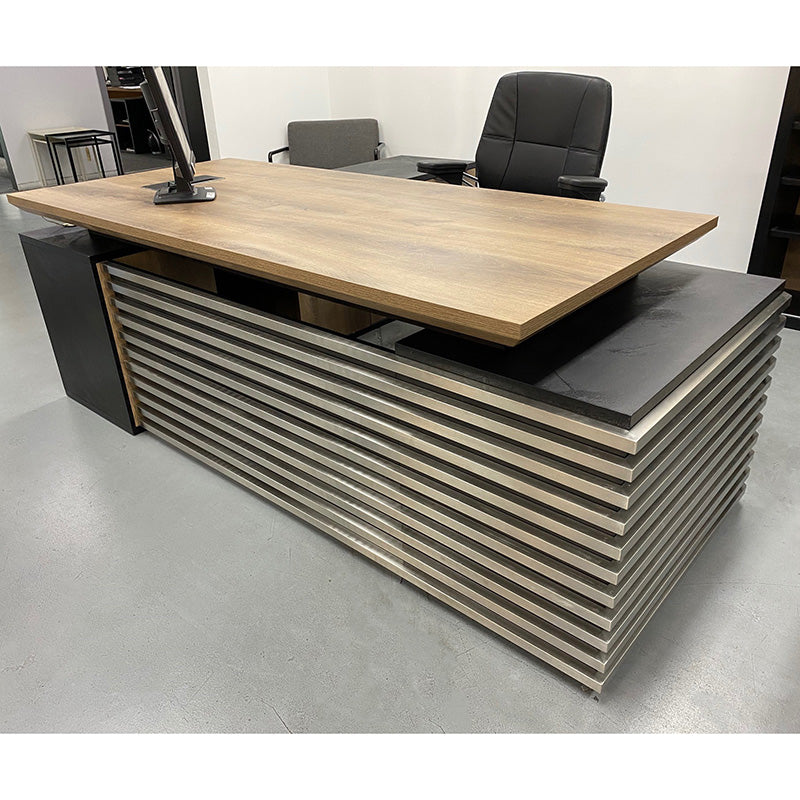 PHOENIX Executive Desk with Right Return 2.2M - Warm Oak & Black