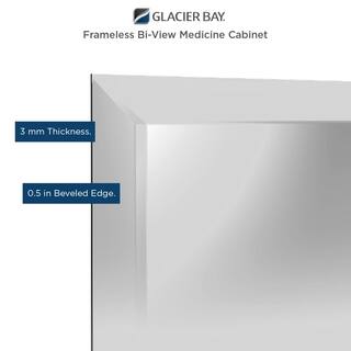 Glacier Bay 30 in. x 26 in. Frameless Recessed or Surface-Mount Bi-View Medicine Cabinet with Mirror 83010