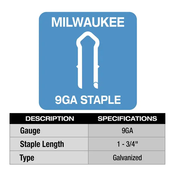 Milwaukee 1.75 9 Gauge Galvanized Staples