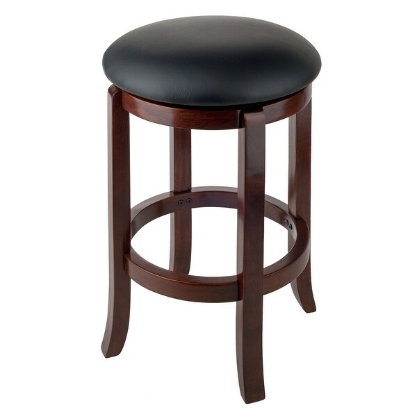 Walcott Cushion Swivel Seat Counter Stool， Black and Walnut - Walnut / Black